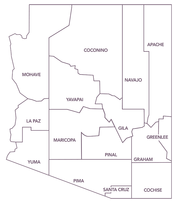 map of Arizona and its counties
